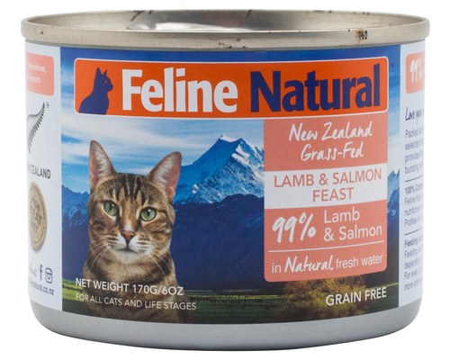 Premium Lamb & Salmon Canned Wet Cat Food - Grain-Free, High Protein 6 oz | Feline Naturals Natural Cat Food for Adult & Senior Cats | Perfect for Picky Eaters & Weight Management