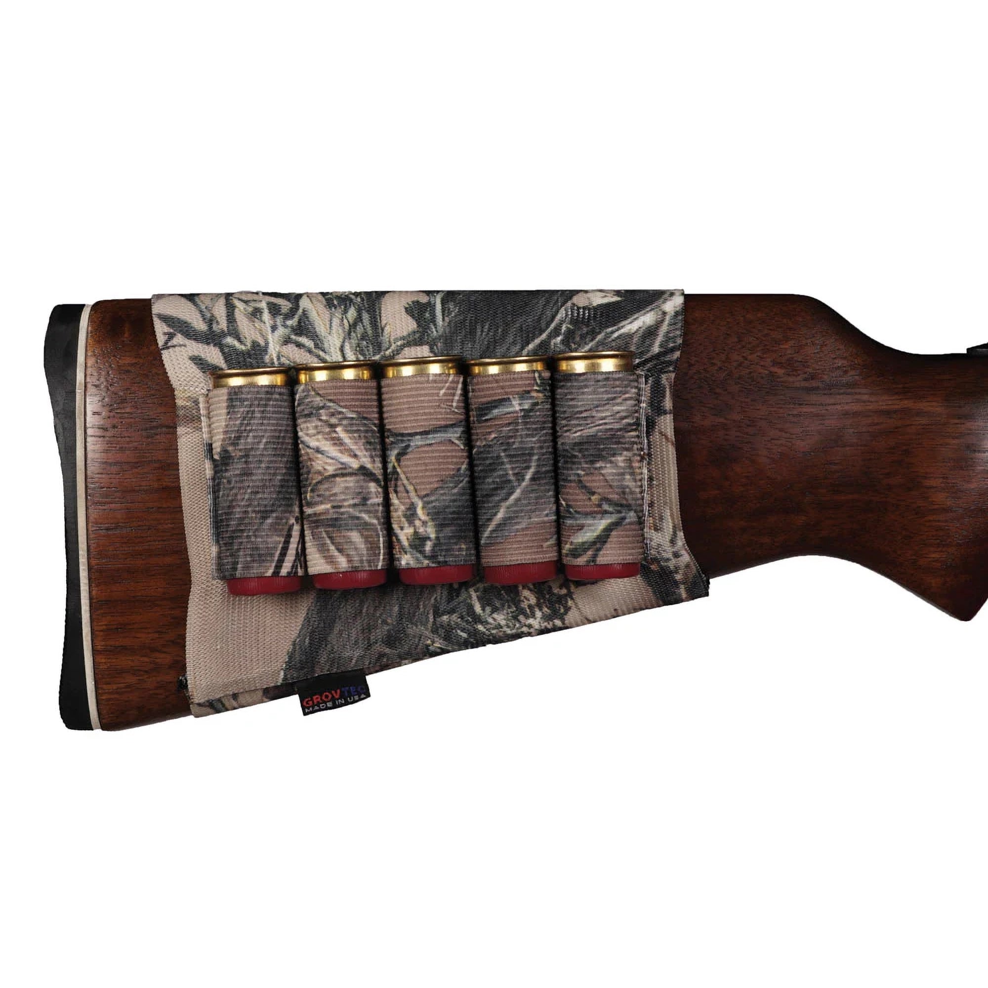 **GrovTec Buttstock Cartridge Shell Holder - Shotgun Ammo Storage - Open Style Design - TrueTimber Camo - Ideal for Hunting, Shooting & Outdoor Adventures**