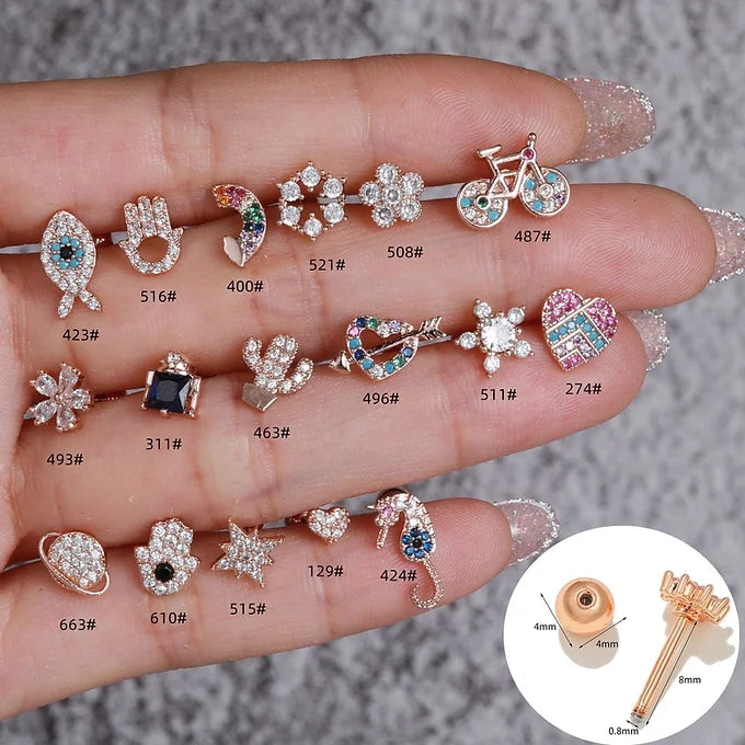 20G Cactus Conch Helix Piercing Stud Earrings - Surgical Steel Cartilage Ear Jewelry for Women | Perfect for Daily Wear, Parties & Special Occasions