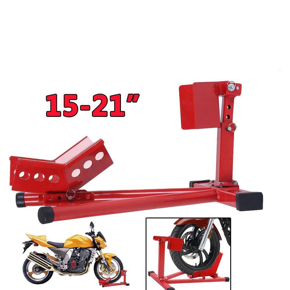 Amebee Motorcycle Wheel Chock Stand - Heavy Duty Front Wheel Holder for Sport Bikes (Fits 16