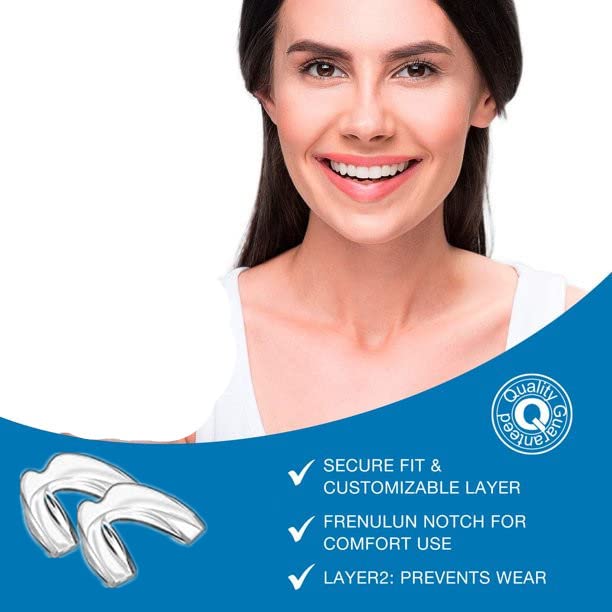 4-Pack Custom Night Guard for Teeth Grinding & Clenching - Bruxism Relief, Sports Protection & Teeth Whitening Tray with Magnetic Mirror Case (Black) - Perfect for Nighttime Use, Travel & Athletes