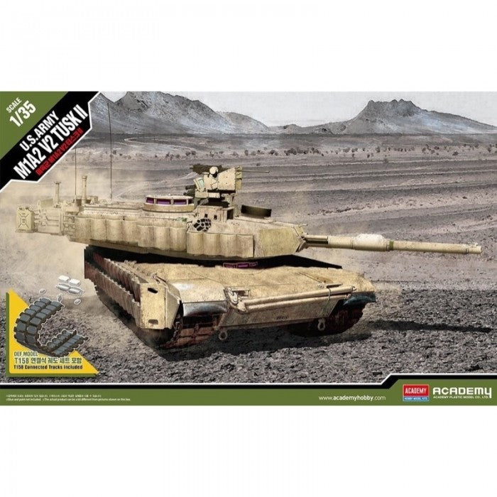 1/35 Scale US Army M1A2 V2 Tusk II Tank Model Kit - Academy 13504 - Military Vehicle Collection & Wargaming Scenery