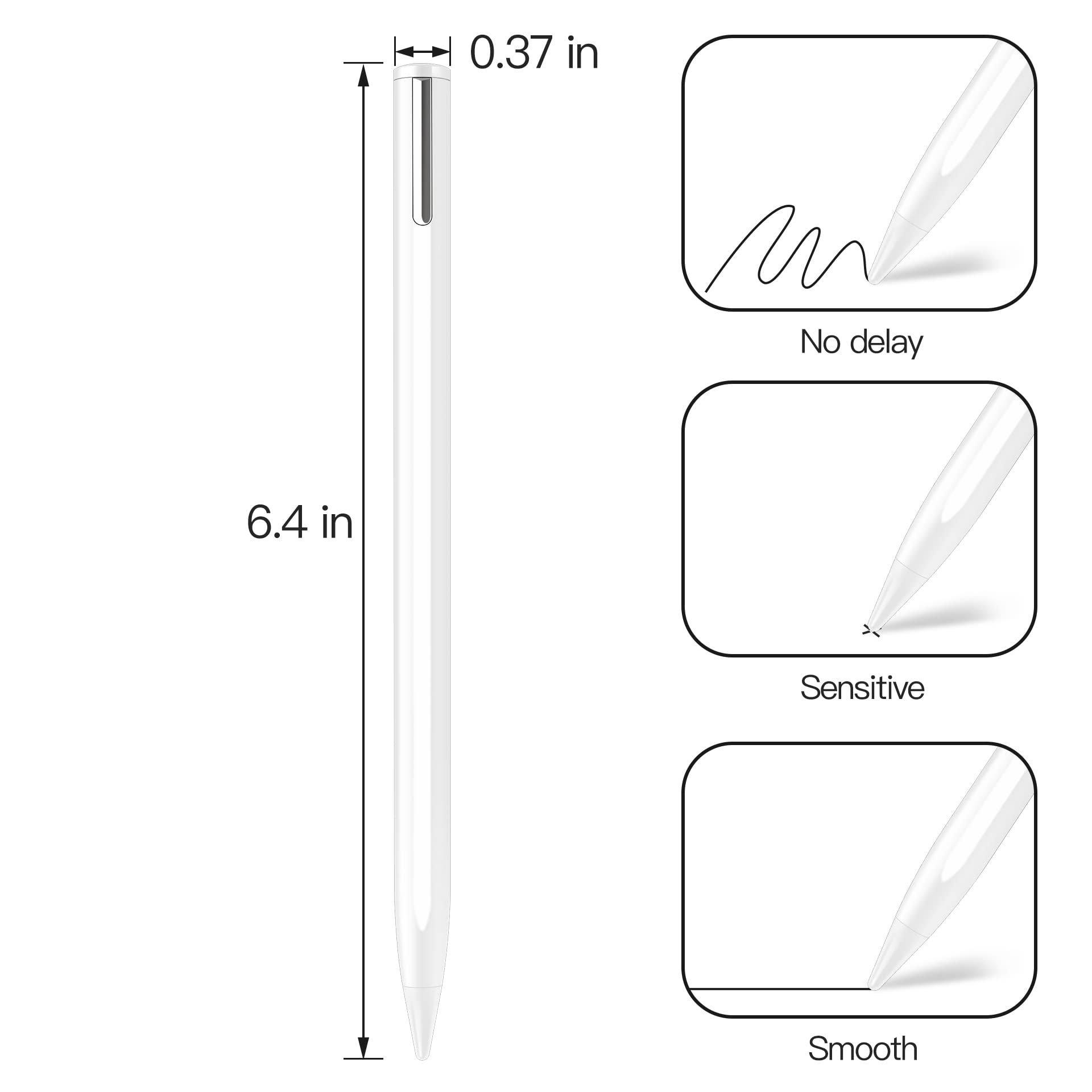 Premium Stylus Pen for iPad Pro 11 & 12.9 Inch, iPad Air (3rd/4th/5th Gen), iPad Mini (5th/6th Gen), iPad (6th-9th Gen) - Palm Rejection & Tilt Detection - White - Perfect for Drawing, Note-Taking & Digital Art