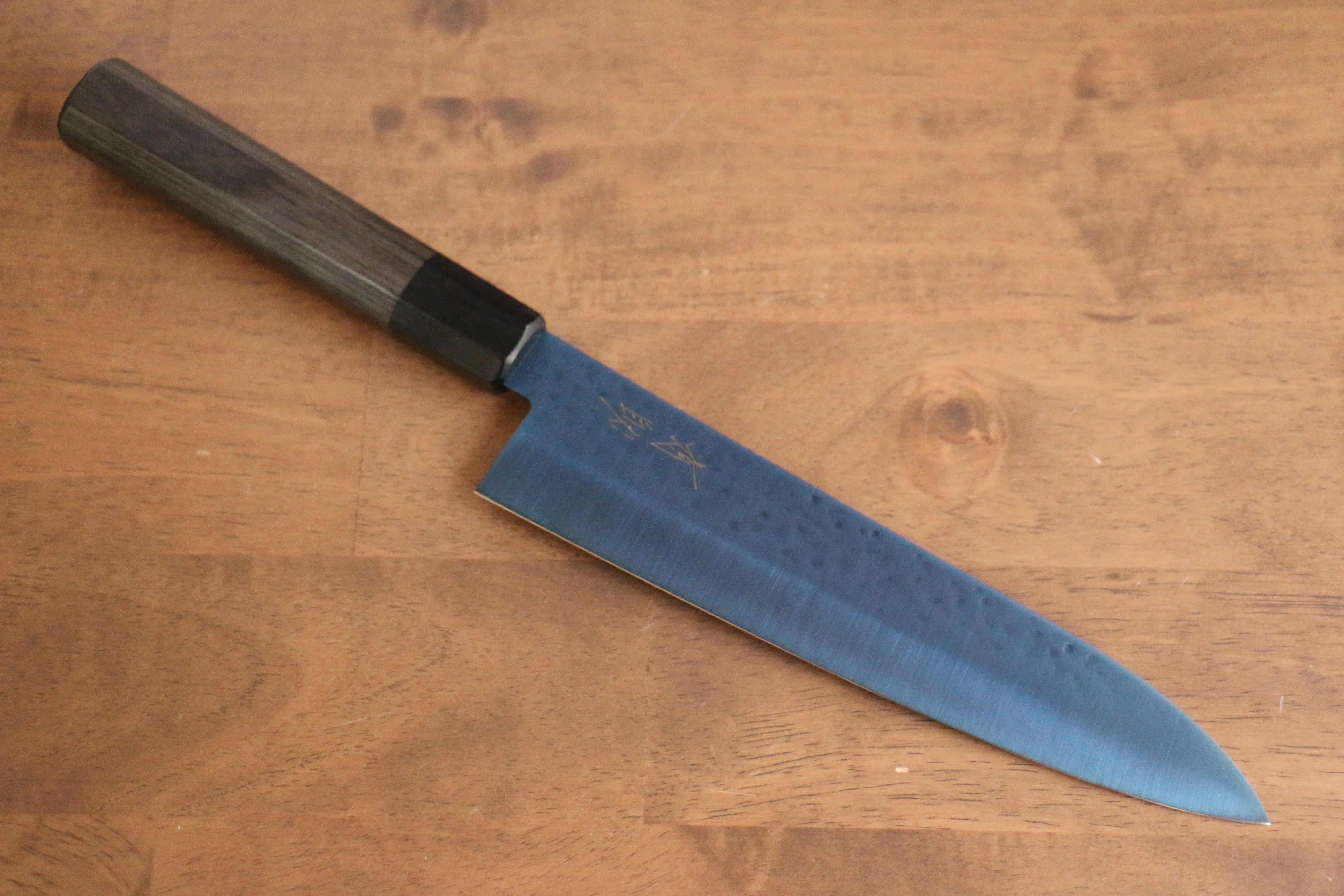 Premium Seisuke SK 85 Hammered Gyuto Chef Knife 210mm - Ion Plated Blade with Gray Pakka Wood Handle - Perfect for Sushi, Meat Cutting & Professional Kitchen Use