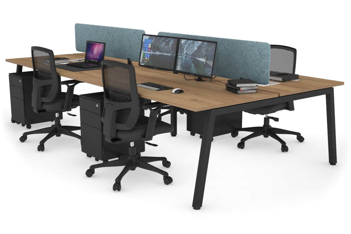 Quadro 4-Person Office Workstation Desk - 1400L x 700W Dimensions - Perfect for Team Collaboration, Open Office Spaces & Coworking Environments