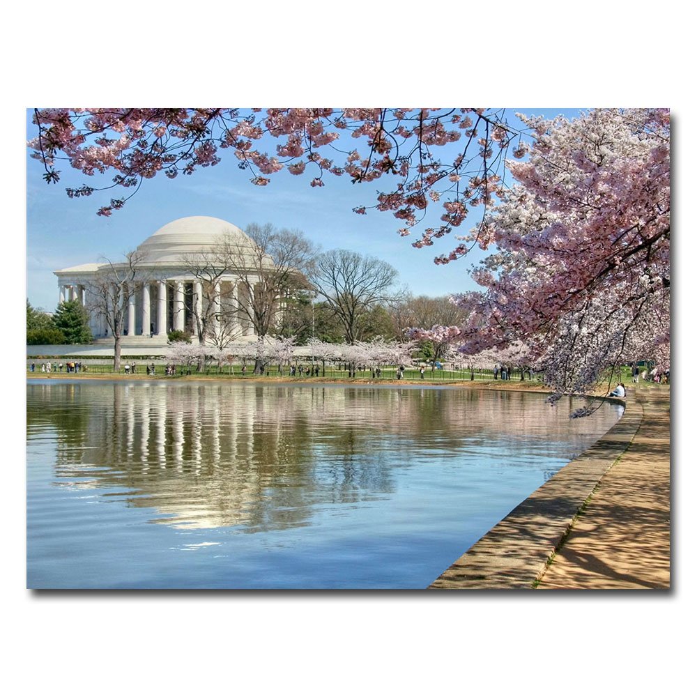 Trademark Art CATeyes Jefferson Memorial Canvas Wall Art - 18x24 Inches - Vintage Cat Painting for Living Room, Bedroom & Office Decor