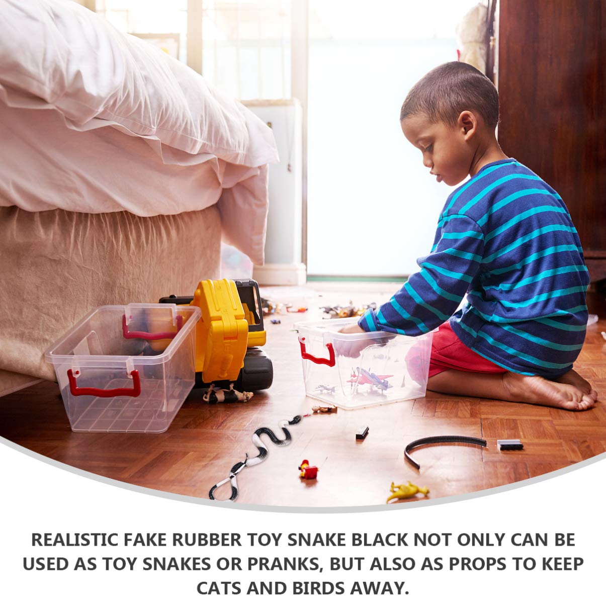 NUOBESTY Realistic Rubber Snake Toy - Scary Fake Snake for Halloween Pranks & Trick Props - Black & White - Perfect for Party Decorations, Jokes & Scare Tactics