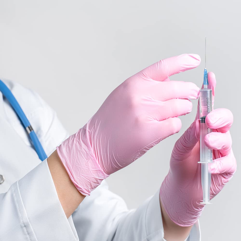 TRONEX 9672 Nitrile Disposable Gloves - Medical Grade Exam Gloves, Chemo Rated, Powder Free, Latex Free, Fingertip Textured (Pink, Medium, 2000 Count) - Ideal for Medical Exams, Laboratory Work, Food Handling & Cleaning Protection