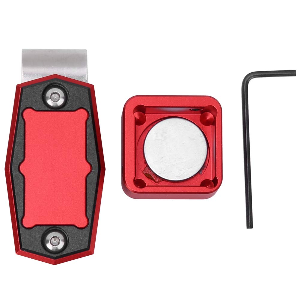 Alvinlite Magnetic Billiard Chalk Holder - Universal Portable Pool Chalk Carrier with Clips, Protective Aluminum Alloy Case for Snooker & Pool Cues - Pocket-Sized (Red) - Perfect for Bar, Home & Professional Pool Tables