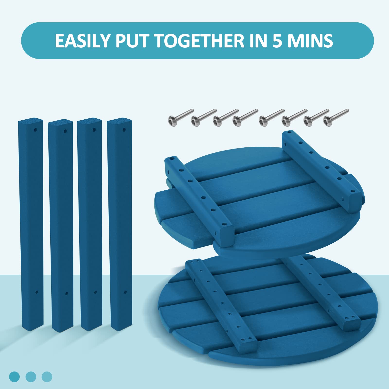 2-Tier Outdoor Side Table - HDPE Adirondack Patio End Table, Weather-Resistant Small Round Table for Garden, Deck & Poolside (Navy Blue) - Perfect for Drinks, Snacks & Outdoor Relaxation