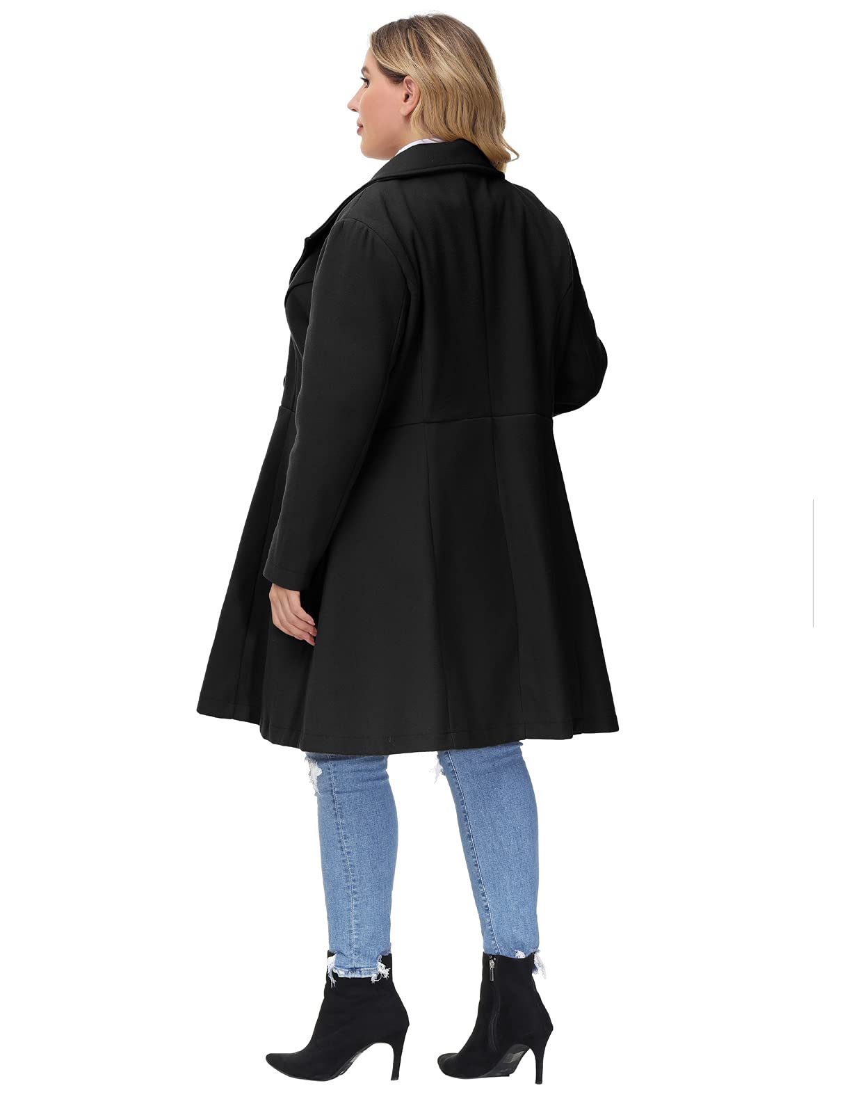 Hanna Nikole Women's Plus Size Wool Pea Coat - Double Breasted Long Trench Coat for Winter Warmth | Office, Date Night & Formal Occasions