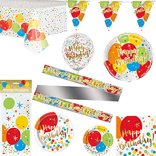 Foil Glitzy Rainbow Happy Birthday Party Napkins - 16 Count Pack - Perfect for Birthday Celebrations, Baby Showers & Special Events