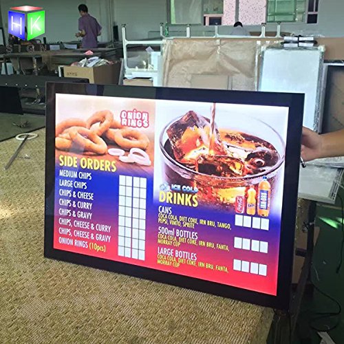 A2 LED Backlit Magnetic Poster Frame - Restaurant Menu Board & Fast Food Advertising Display Sign - Durable Lightbox for Commercial Use in Cafes, Diners & Retail Stores