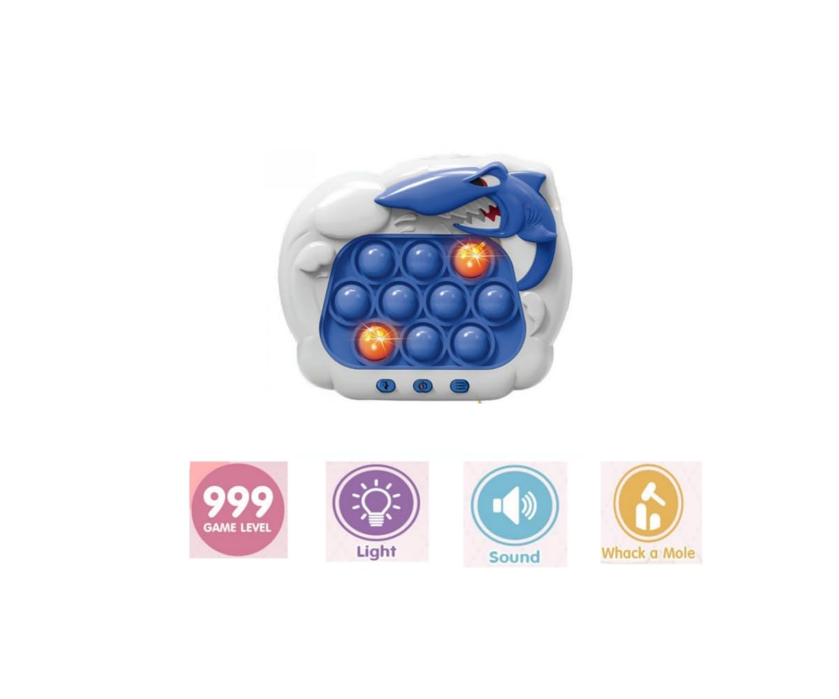 Electronic Pop It Toy - Quick Push Sensory Fidget Toy with 4 Modes, Sound & Light - Stress Relief & Autism Sensory Toys for Kids & Adults (Shark Design) - Perfect for Anxiety Relief, Classroom Focus & ADHD Therapy