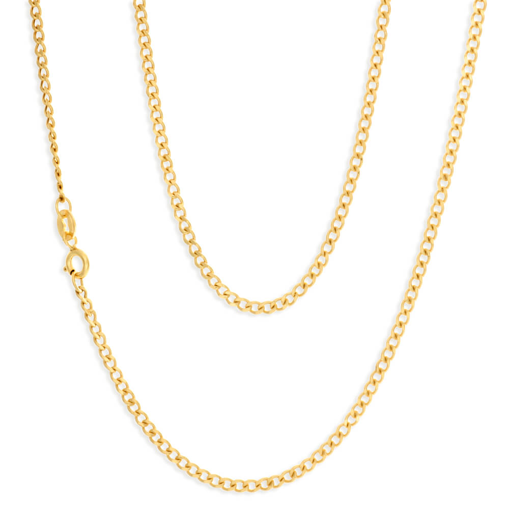9ct Yellow Gold 55cm 60 Gauge Flat Curb Chain Necklace for Men & Women - Perfect for Layering, Everyday Wear & Special Occasions