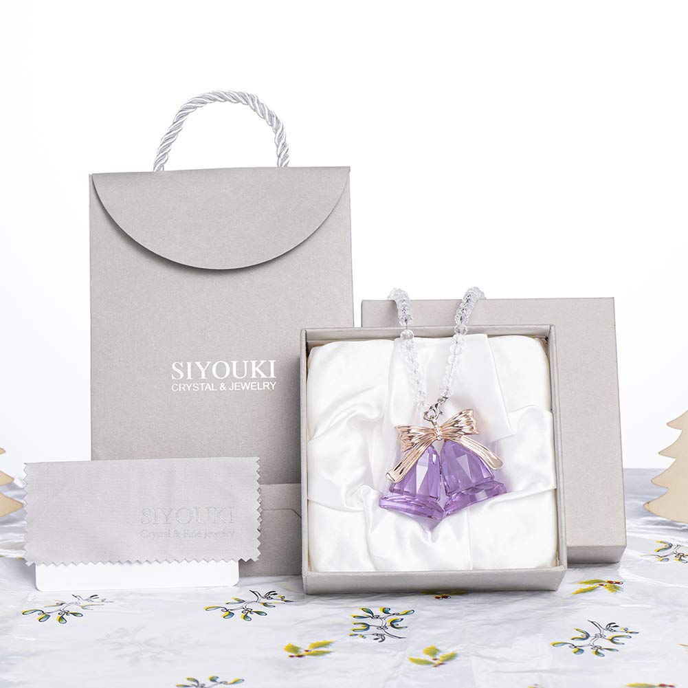 Purple Crystal Double Bell Ornament - Christmas Home Decor for Tree & Gift
