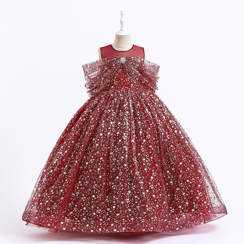 Elegant Floor-Length A-Line Flower Girl Dress with Sparkling Sequins - Perfect for Weddings, Pageants & Special Occasions