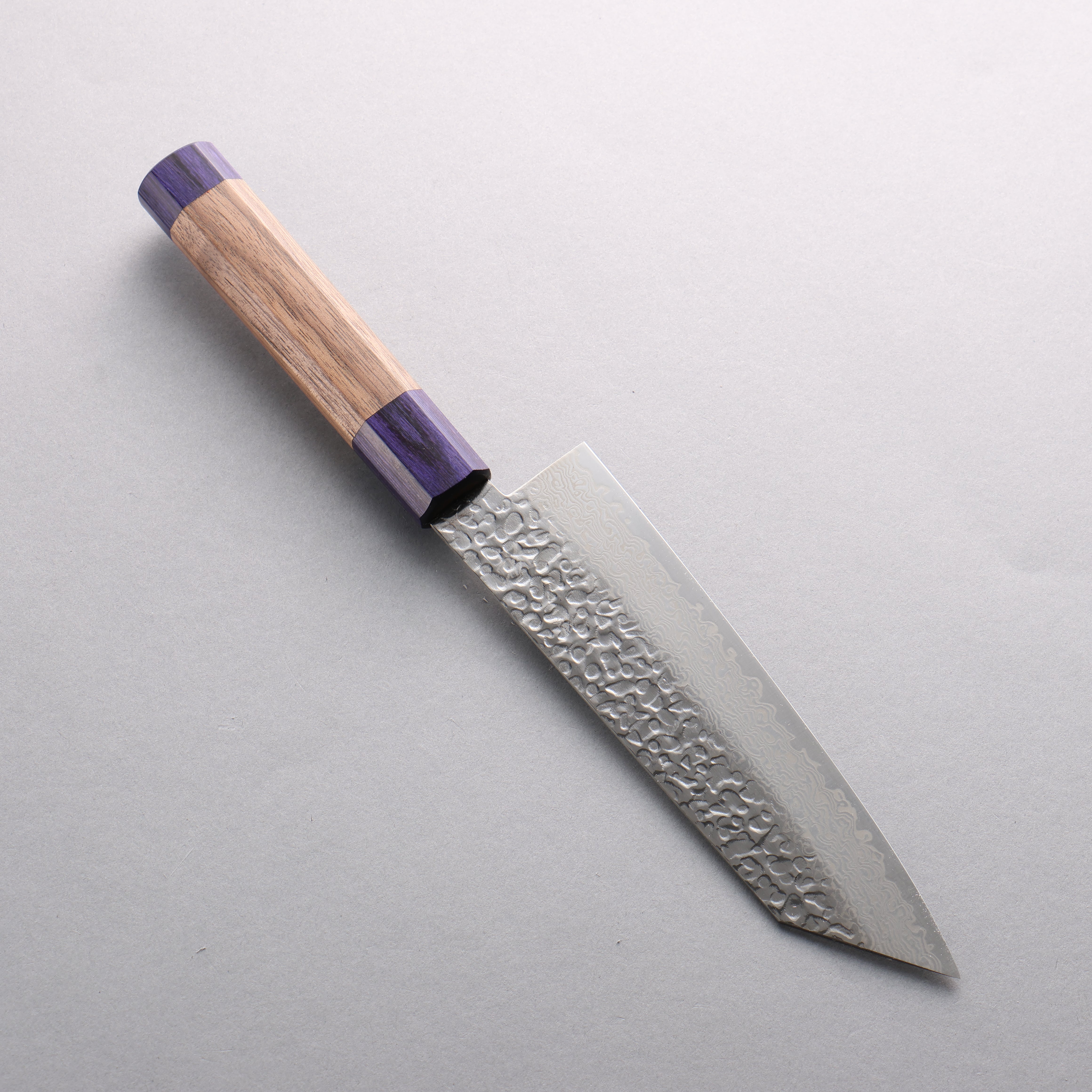 Premium Seisuke Silver Steel No.3 Hammered Damascus Bunka Knife 170mm - Walnut Handle with Double Blue Pakka Wood - Japanese Kitchen Knife for Professional Chefs & Home Cooking - Perfect for Slicing, Dicing & Precision Cutting