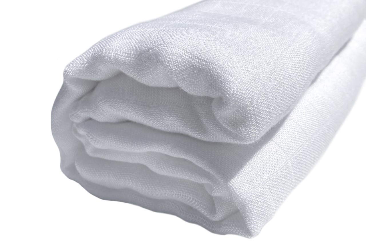 Soft & Breathable White Muslin Baby Blanket - Newborn Swaddle Wrap for Boys & Girls | Organic Bamboo Cotton | Perfect for Nursery, Stroller & Photo Shoots
