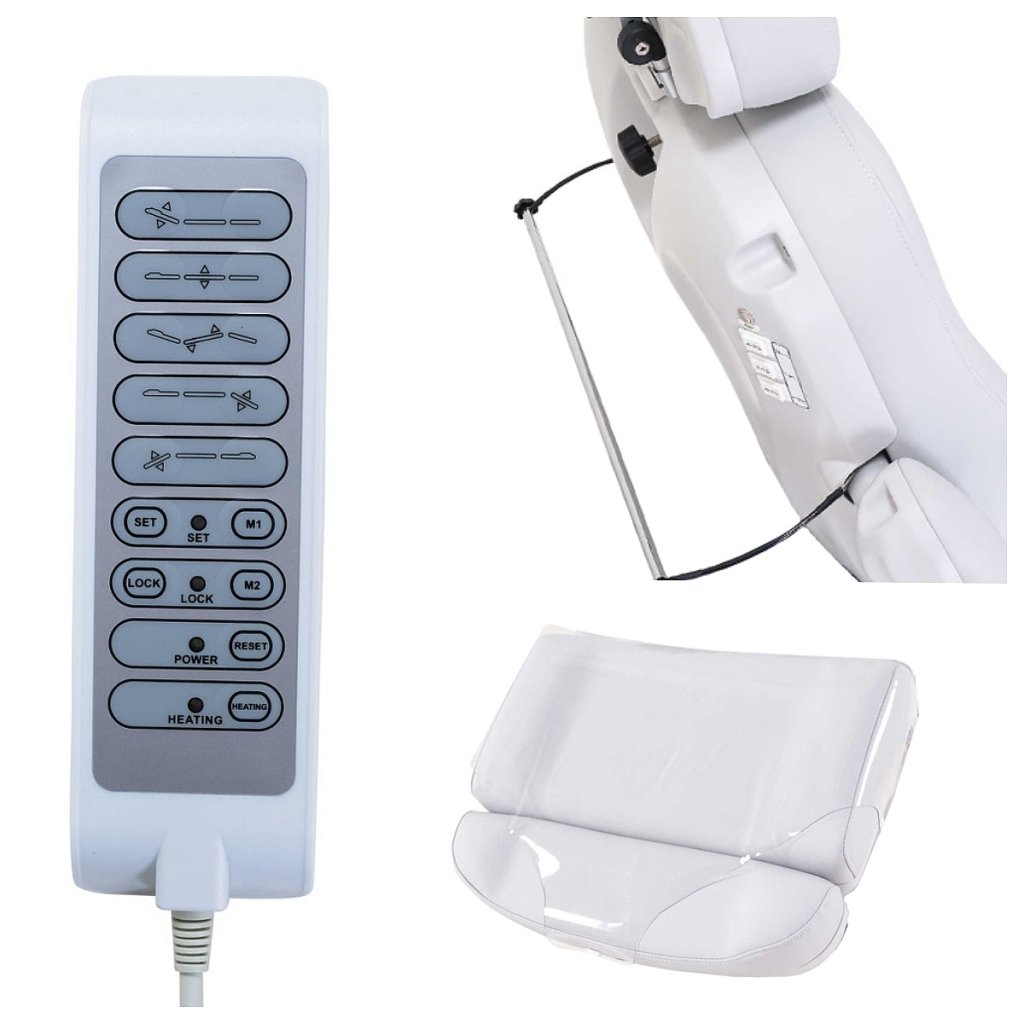 SilverFox 2246EBN Electric 4-Motor Professional Facial Bed with Memory Function - Adjustable Esthetician Chair for Spa & Salon Treatments, Includes Hand Remote, Paper Holder & Foot Cover Package - Perfect for Facials, Massage & Skin Care Procedures