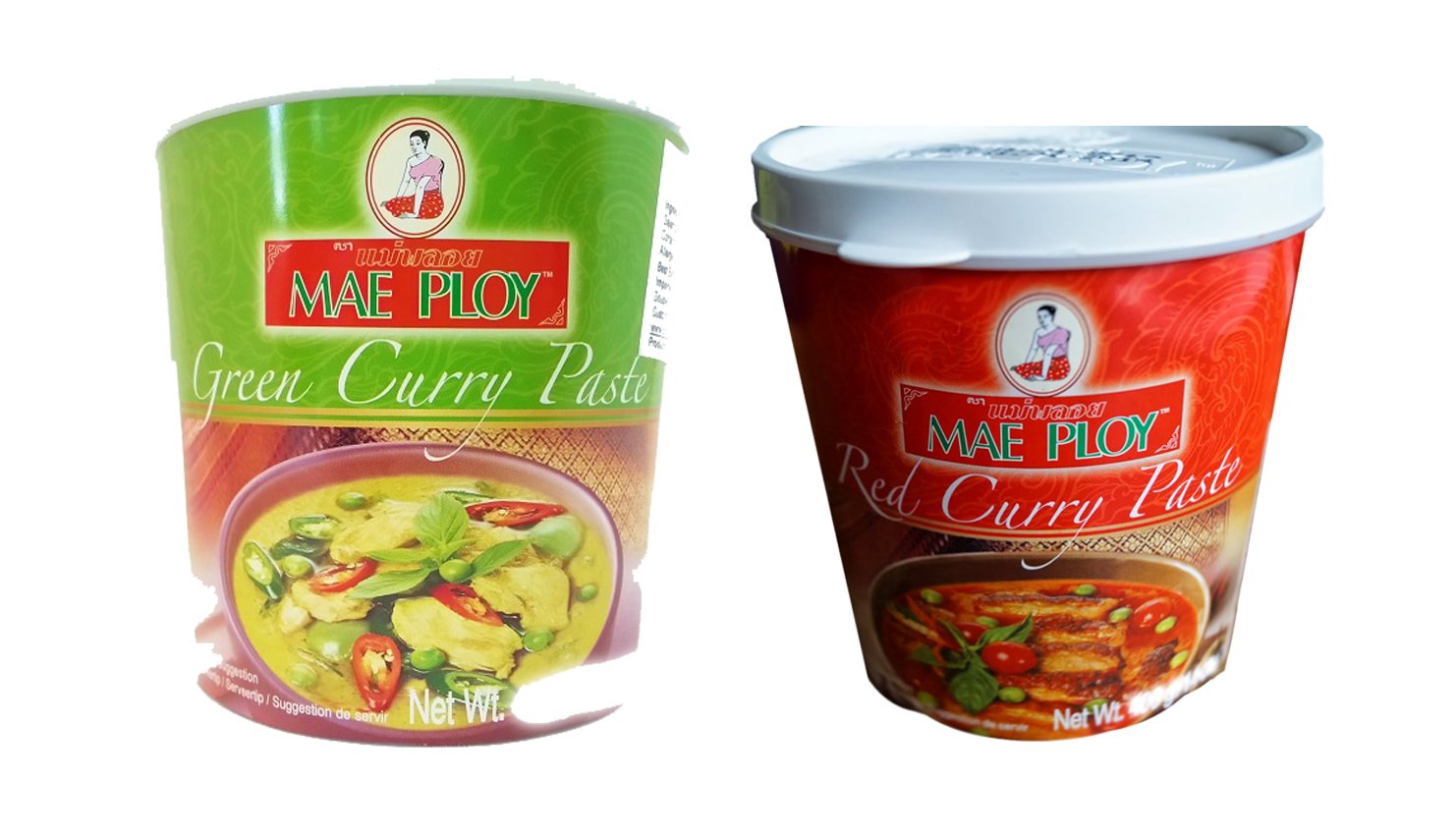 Authentic Mae Ploy Thai Red & Green Curry Paste Set - 35 oz Jar (1 Red + 1 Green) - Perfect for Thai Cooking, Curry Dishes & Asian Cuisine at Home