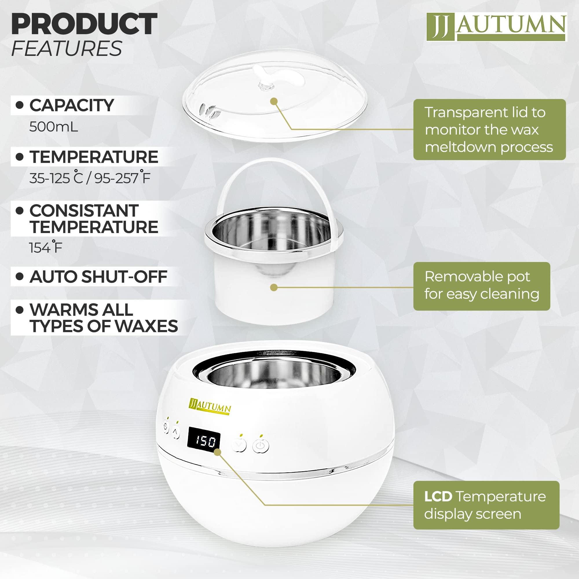 Professional Wax Warmer for Hair Removal - Hot Wax Heater & Melter for Hard & Soft Wax | Body & Facial Waxing Kit | At-Home Salon & Spa Waxing Solution