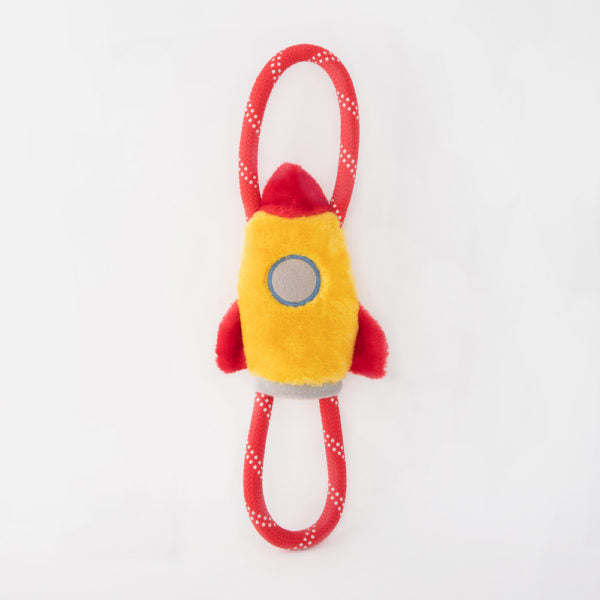 ZippyPaws RopeTugz® Spaceship Plush Dog Toy - Interactive Tug of War Rope with Durable Chew-Resistant Material for Small & Medium Dogs - Perfect for Indoor Playtime and Outdoor Adventures
