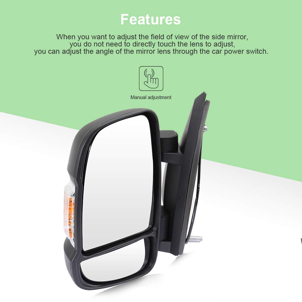 SCITOO Driver Side Mirror Replacement for 2014-2019 Ram ProMaster 3500 - Left Side View Mirror with Manual Folding & Turn Signal - Black Exterior Mirror (Part #CH1320376) | Perfect for Truck Upgrades & Fleet Maintenance