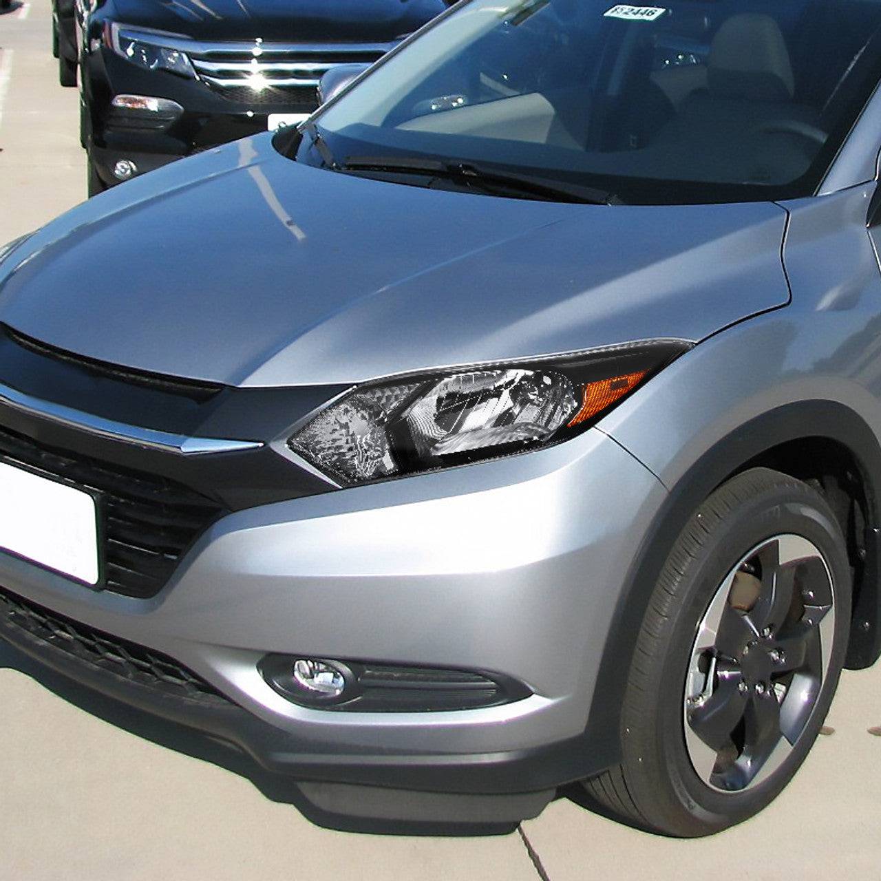 2016-2018 Honda HR-V Crystal Headlight Set with Amber Reflectors - Glossy Black Housing & Clear Lens - Replacement Headlights for Improved Night Driving Visibility