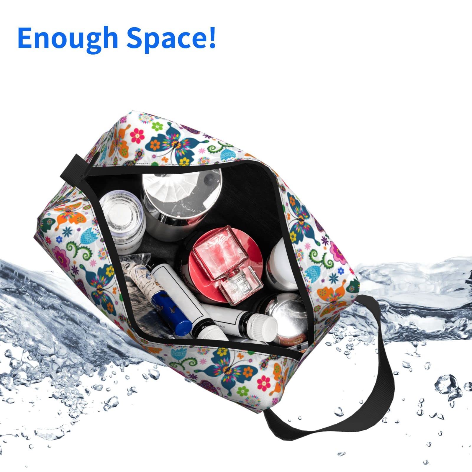 Colorful Waterproof Butterfly Toiletry Bag for Travel & Makeup Storage