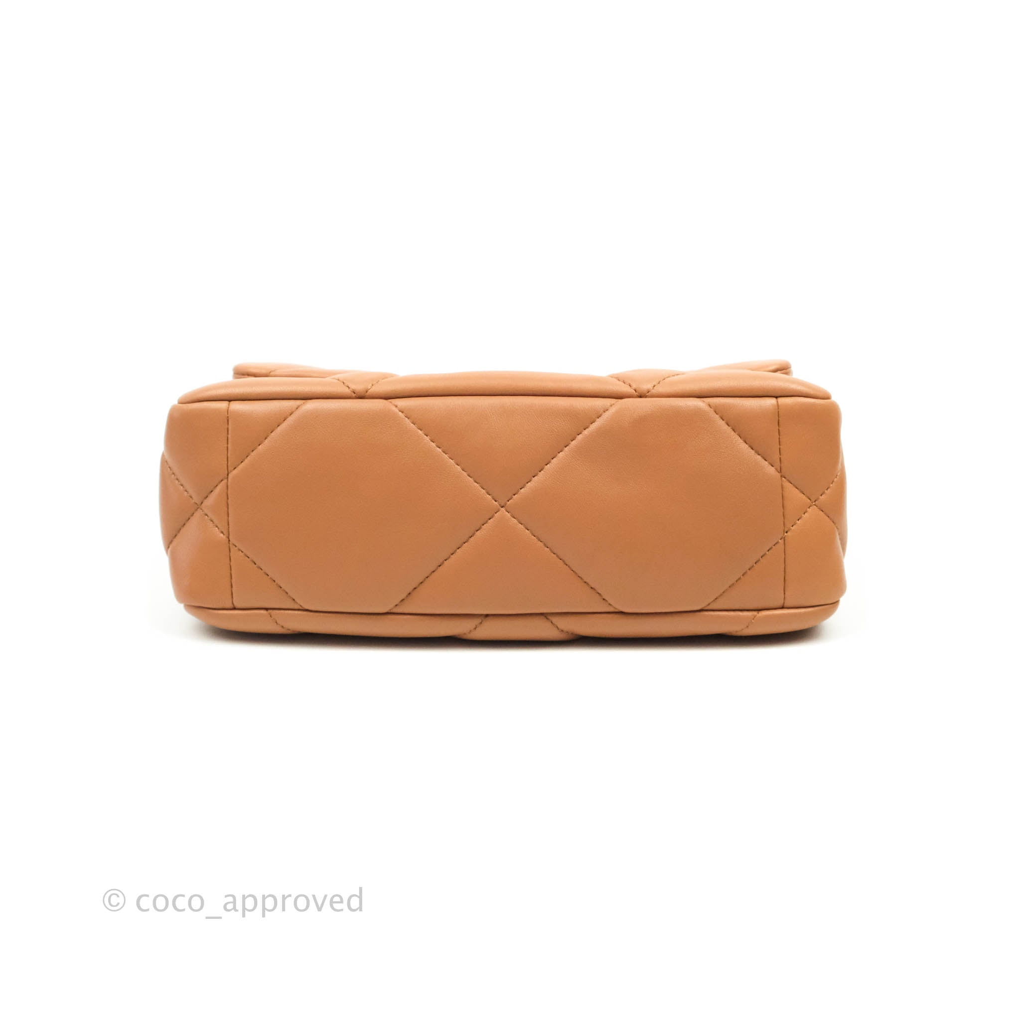 Authentic Chanel 19 Small Handbag in Caramel Dark Beige Lambskin with Mixed Hardware - 21K Collection | Luxury Crossbody Bag for Women, Perfect for Date Night & Special Occasions