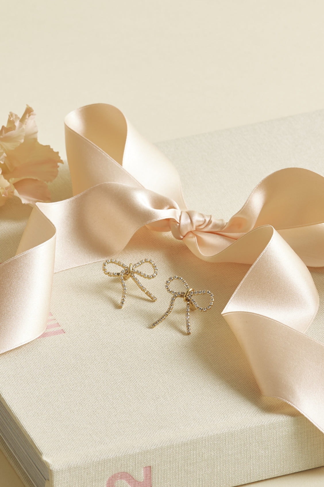 Bow Tennis Chain Earrings for Women - 14K Gold Plated Dainty Elegant Jewelry - Perfect for Parties, Weddings & Everyday Wear