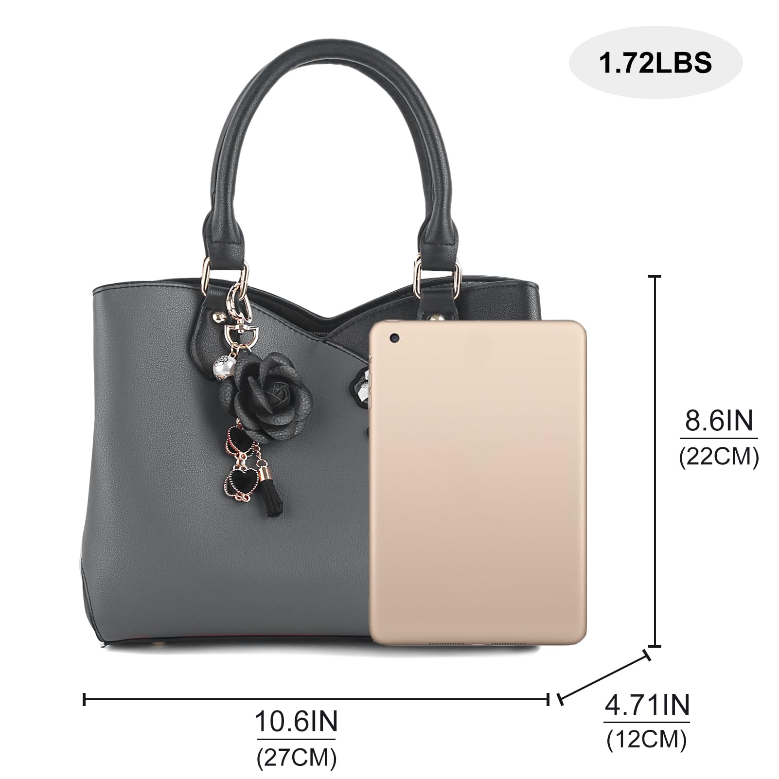 ELDA Women's Embroidery Handbags - Top Handle Purse, Satchel, Shoulder Bag & Crossbody Tote for Work, Travel & Daily Use | Fashionable Messenger Bags