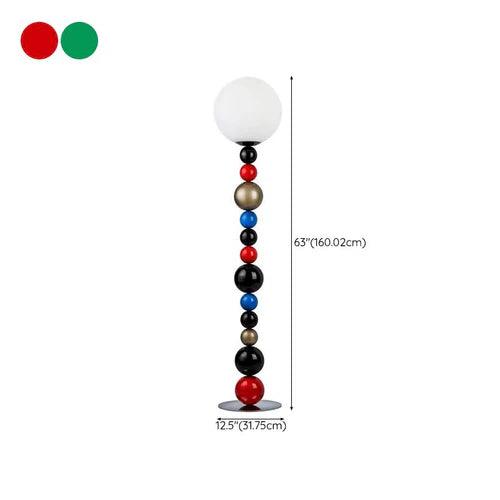 Modern Vertical Spherical Red Metal Floor Lamp - Adjustable Height LED Standing Light for Living Room, Bedroom & Office Decor - Warm Ambient Lighting for Reading Corner, Lounge Area & Workspace