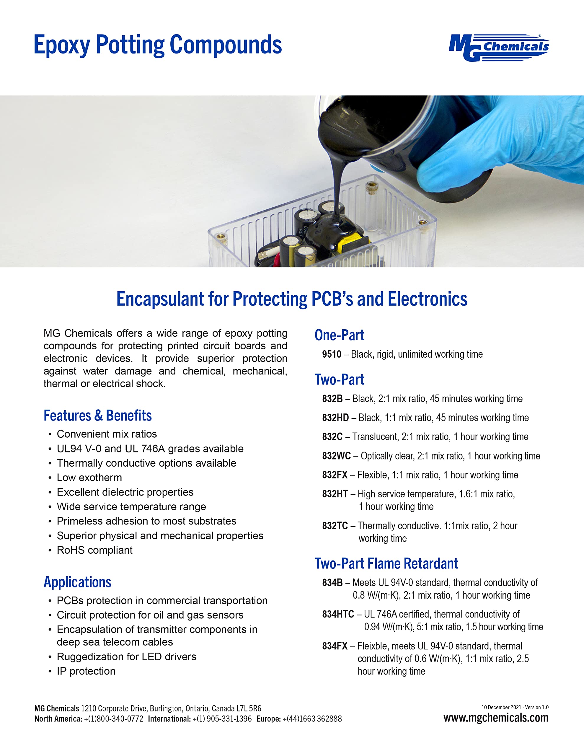 MG Chemicals 832HT High-Temperature Black Epoxy Encapsulant - 78 fl oz 2-Part Potting Compound Kit for Electronics Protection | Ideal for Circuit Boards, Sensors & Harsh Environments