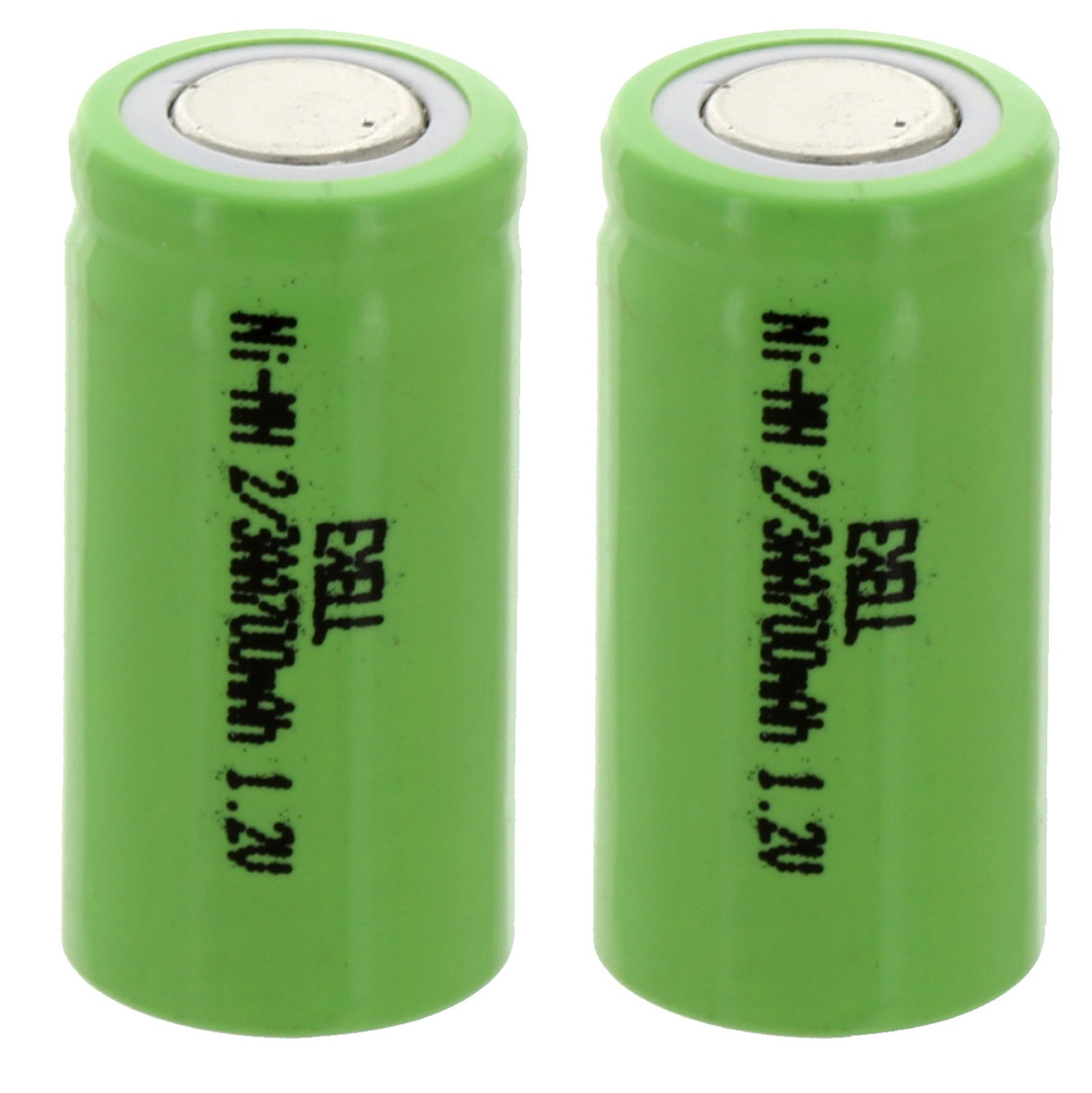2-Pack Exell 2/3AA NiMH 700mAh 1.2V Flat Top Rechargeable Batteries - Perfect for Custom Battery Packs, Security Lighting Systems, Solar-Powered Devices, Emergency Kits & Portable Electronics