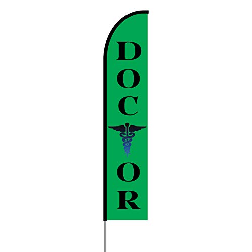 15ft Doctor Banner Swooper Feather Flag Pole Kit - Durable Outdoor Business Sign Display for Storefronts, Car Dealerships & Grand Openings
