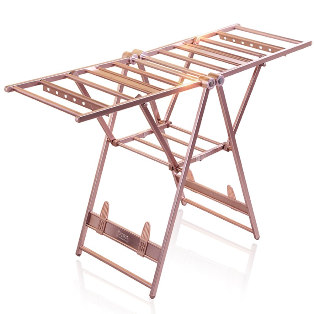 Premium Aluminum Floor Standing Hat & Coat Rack - Space Saving Folding Clothes Tree with Rose Gold Finish | Perfect for Entryway, Bedroom, or Nursery Organization (High with C-Rose Gold)