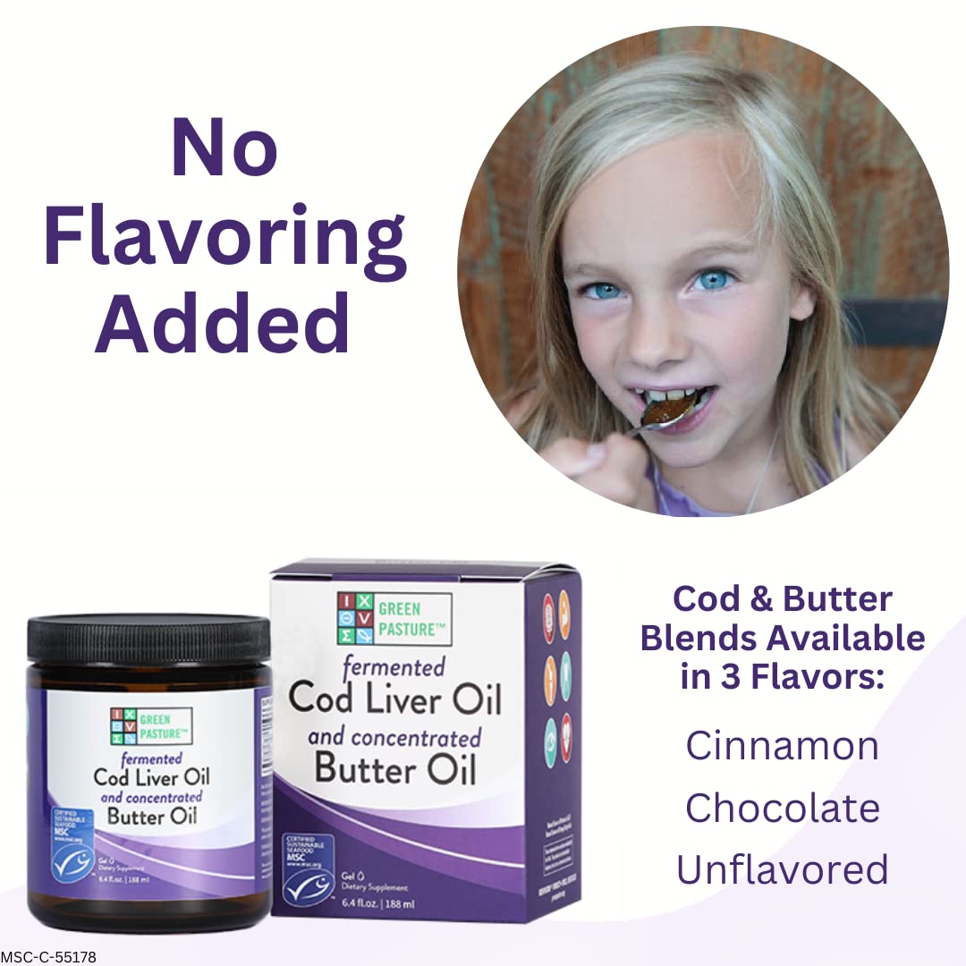 Green Pasture Butter Oil & Fermented Cod Liver Oil Blend - 6.4 oz Unflavored Gel - Immune Support & Brain Health Supplement - Perfect for Smoothies, Baking & Daily Wellness Routine