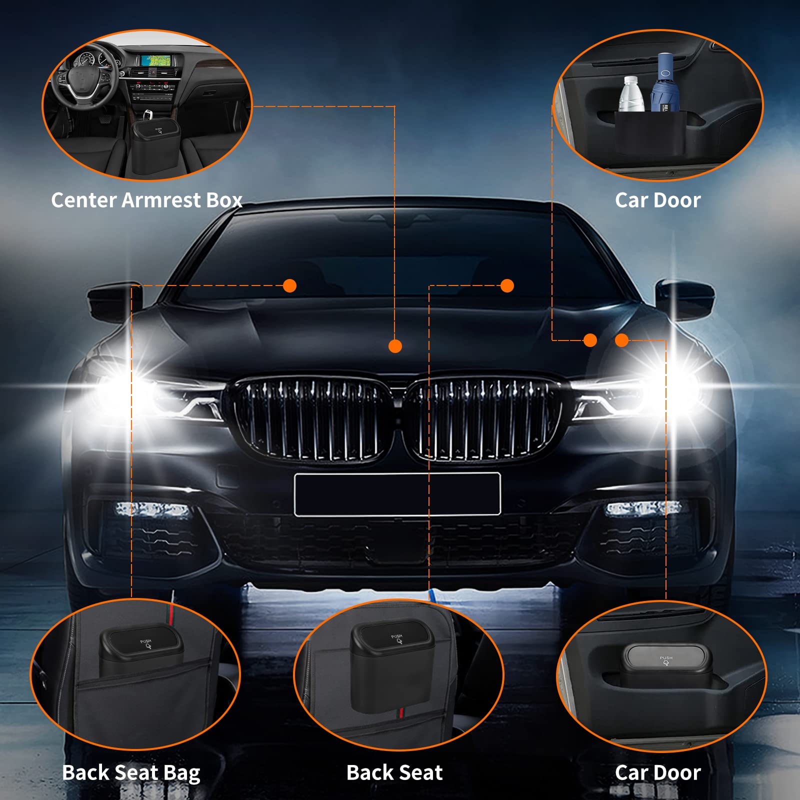 **Leakproof Car Trash Can with Lid & Trash Bags - Mini Car Garbage Bin Organizer for Sedan, SUV, Office & Home - Portable Dustbin for Road Trips, Commuting & Travel**