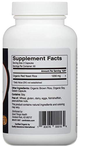 Organic Red Yeast Rice Supplement 1200mg - 120 Capsules (30 Day Supply) | Gluten Free, Non-GMO, Made in USA | Supports Heart Health & Cholesterol Balance - Perfect for Daily Wellness Routine & Natural Health Maintenance