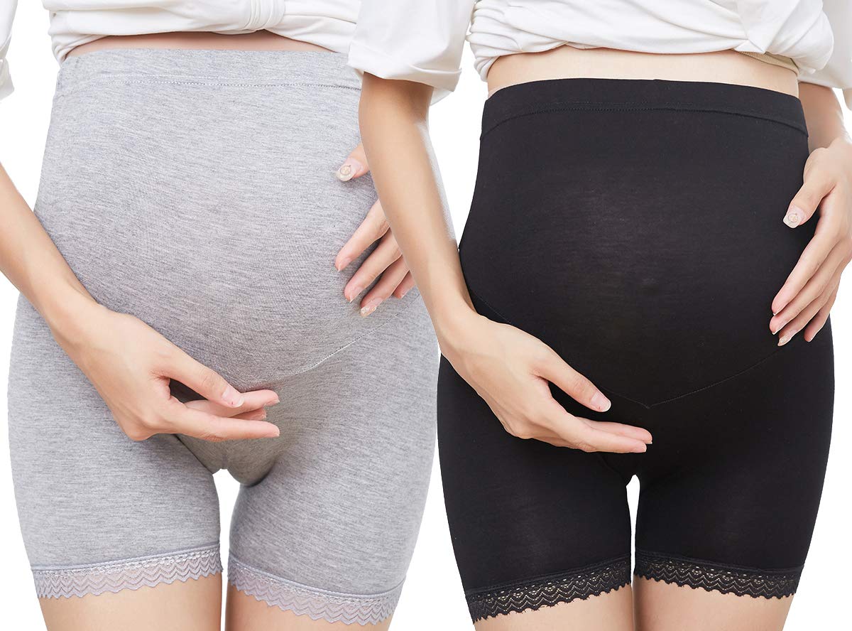 2 Pack Women's Soft Seamless Maternity Boyshorts - Breathable Belly Support Underwear for Pregnancy & Postpartum (Black, Medium) - Perfect for Everyday Comfort, Yoga & Sleeping