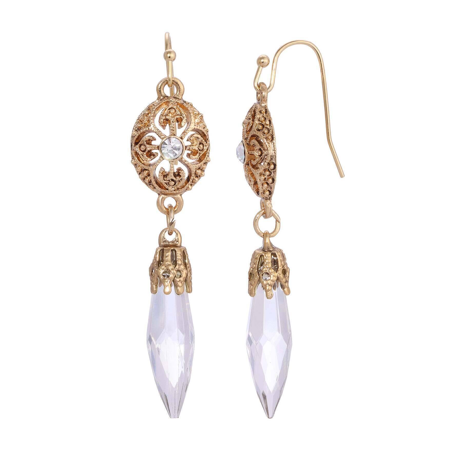 1928 Jewelry Icicle Drop Oval Filigree Crystal Accent Drop Earrings - Vintage Style Dangle Earrings for Women - Perfect for Weddings, Parties & Evening Events