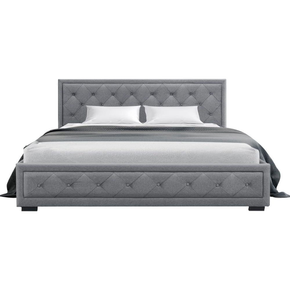 Artiss King Size Bed Frame with Gas Lift Storage - Grey TIYO - Perfect for Master Bedrooms, Guest Rooms & Small Spaces