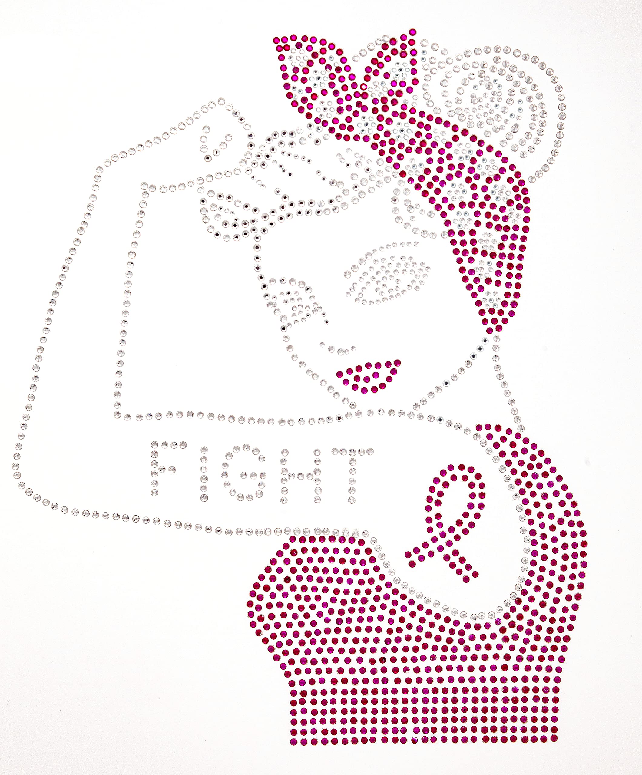 Pink Ribbon Rosie Breast Cancer Awareness Rhinestone Iron-On Transfer - Sparkling Bling for T-Shirts, Bags & DIY Apparel - Show Support for Survivors & Fight Against Cancer