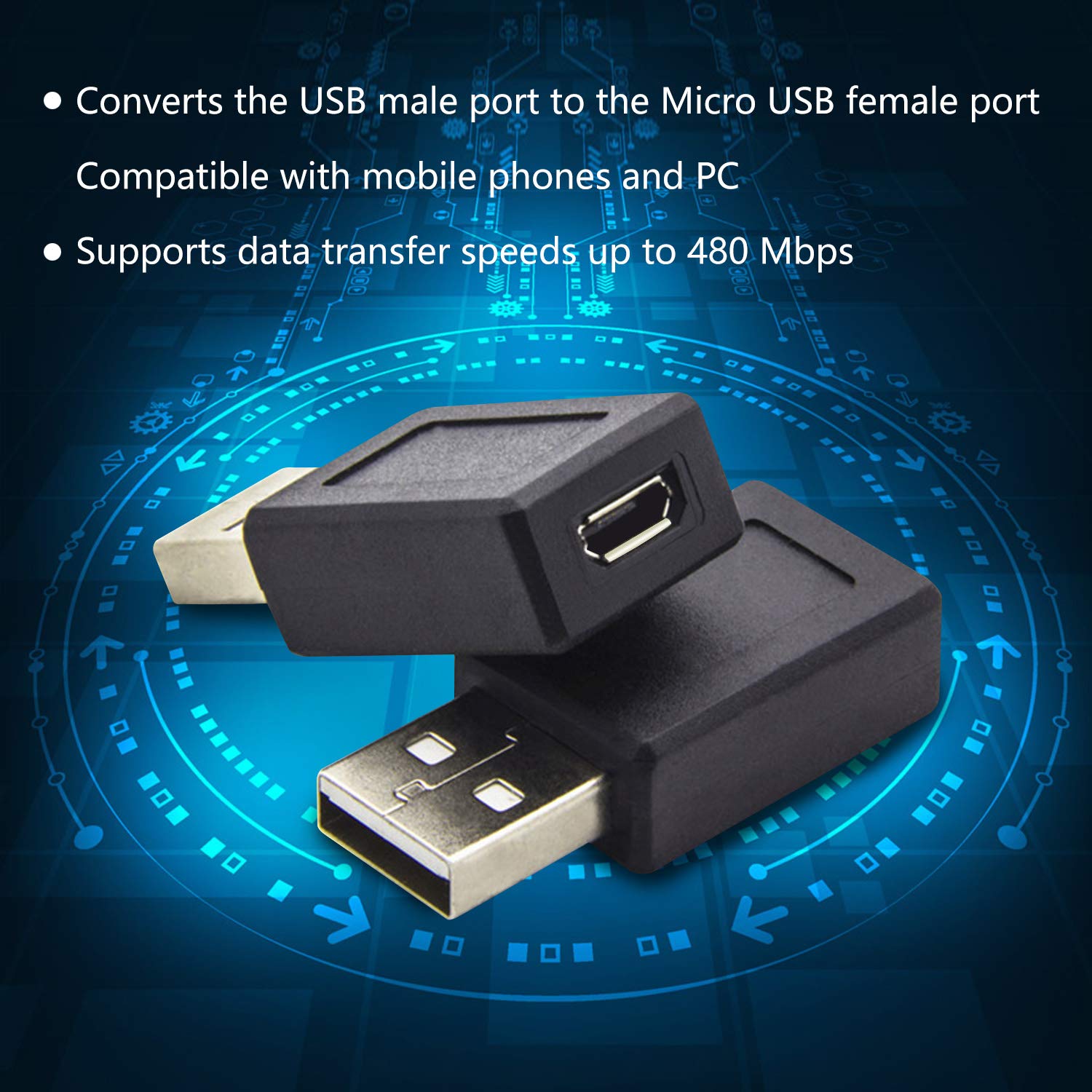 Mini USB Adapter - USB 2.0 A Male to Micro USB Female Converter (3 Pack) for Smartphones, Tablets, Cameras & Charging Devices