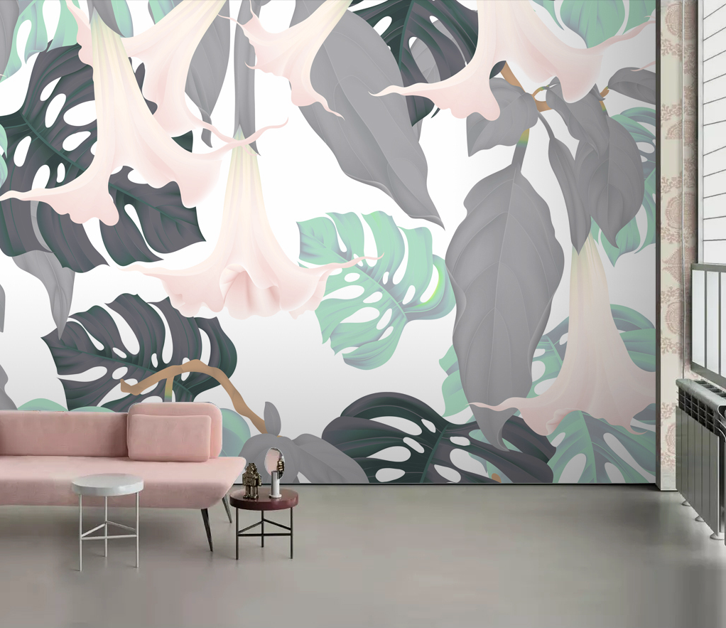 Monstera Leaf Wallpaper Mural - Tropical Botanical Peel and Stick Wall Decor for Living Room, Bedroom & Office - Easy to Install Removable Wallpaper for Home Makeover