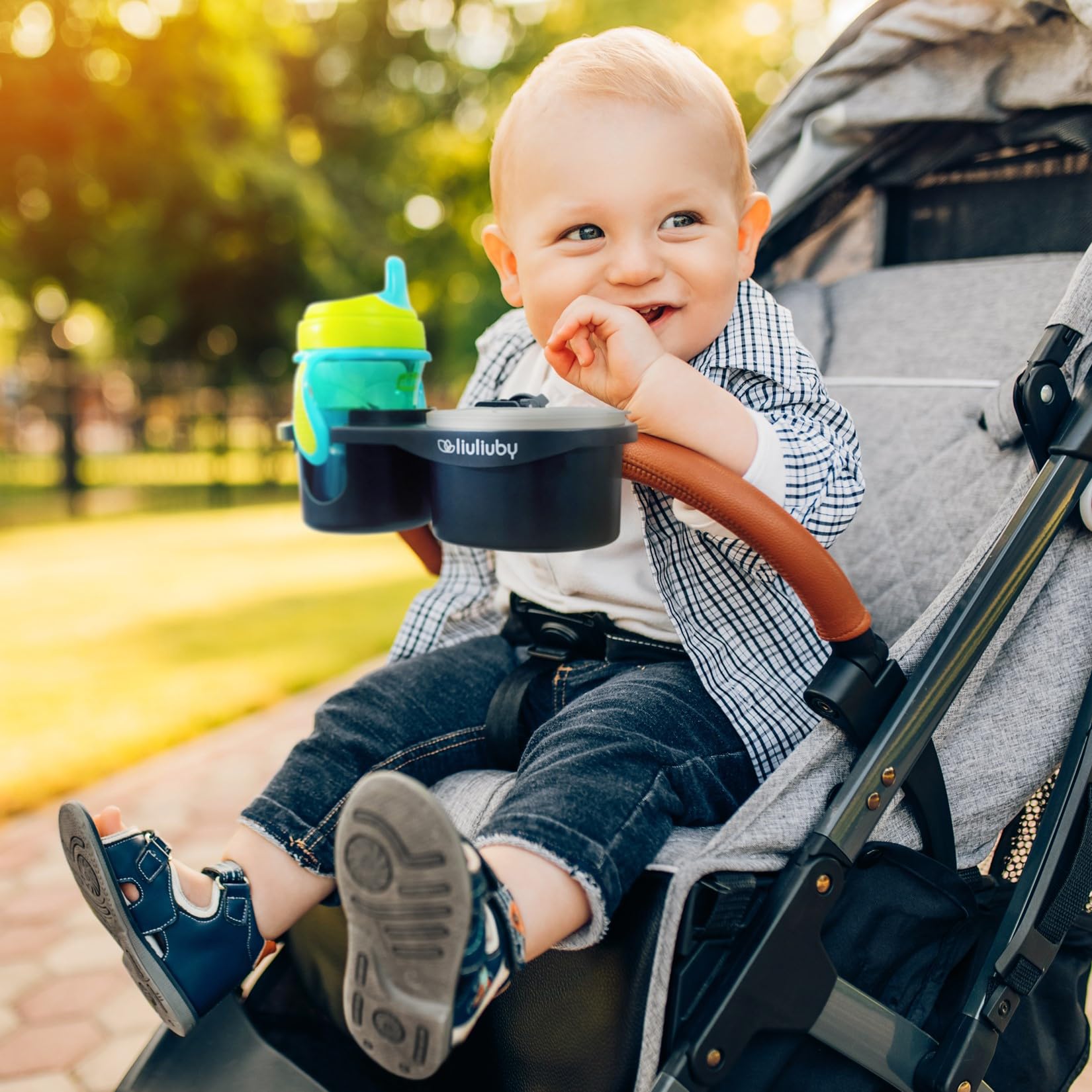 Universal Stroller Snack Tray Attachment - Adjustable Baby Stroller Cup Holder & Snack Tray for UppaBaby, Bugaboo, Nuna, Yoyo, Wagon, Wonderfold, Evenflo, Bob, Jogger - Perfect for On-the-Go Snacks & Drinks During Walks, Shopping & Travel
