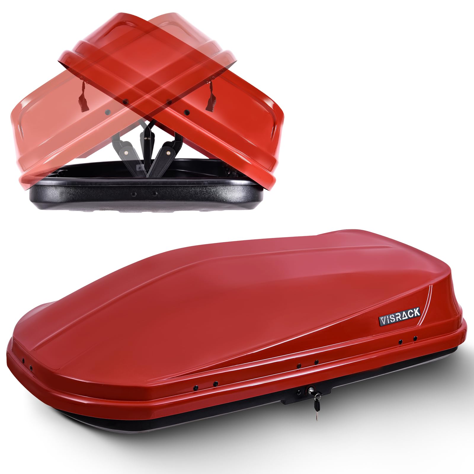 14 Cubic Feet Rooftop Cargo Carrier - Heavy Duty Waterproof Hard Shell Car Top Storage Box with Dual Side Opening for Travel & Luggage - Perfect for Road Trips, Camping Gear & Outdoor Adventures (Red)
