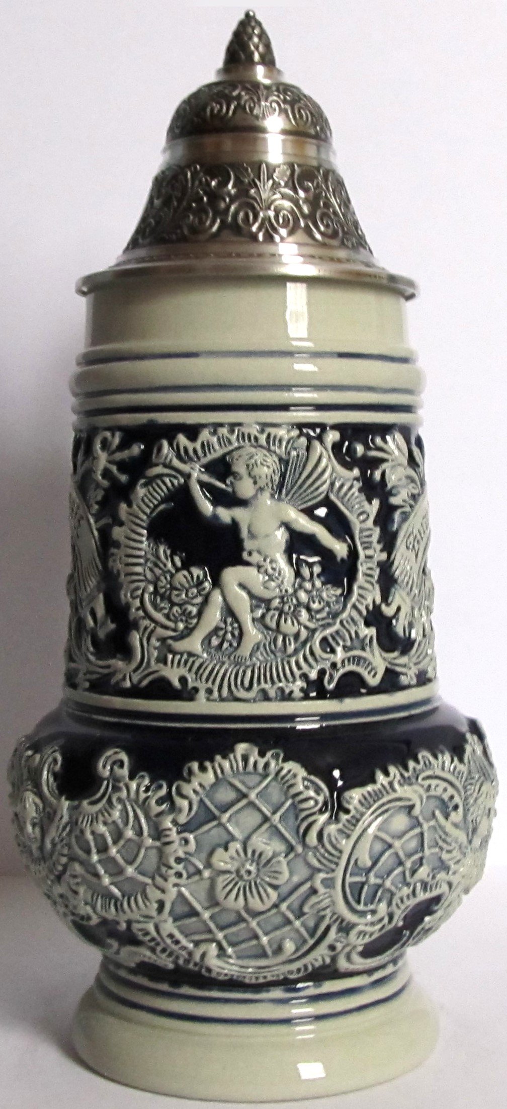 Authentic German Beer Stein - Rokoko Angel's Design 0.5L Tankard Mug for Oktoberfest, Home Bar & Gift Collection | Premium Ceramic Beer Drinking Cup for Parties, Collectors & German Culture Enthusiasts